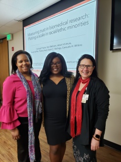 MVA Executive Director Consuelo H. Wilkins, MD, MSCI; MVA Research Immersion participant Carleigh Frazier; and MVA Research Assistant Professor, Sarah Stallings, PhD